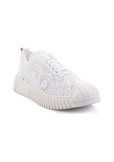 Bambi Beyaz Hakiki Deri Kadın Sneaker K01331175016 Beyaz