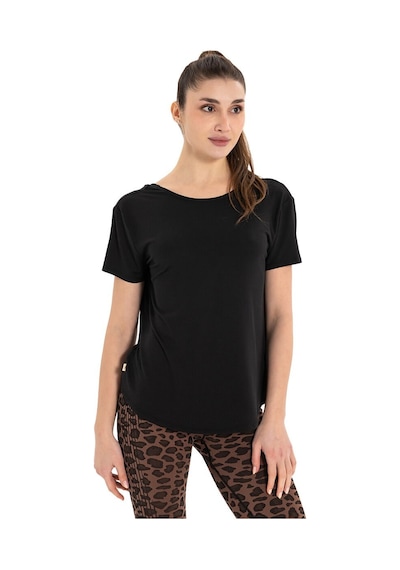 Inguz Sırt Detay Modal Yoga T-shirt SIYAH