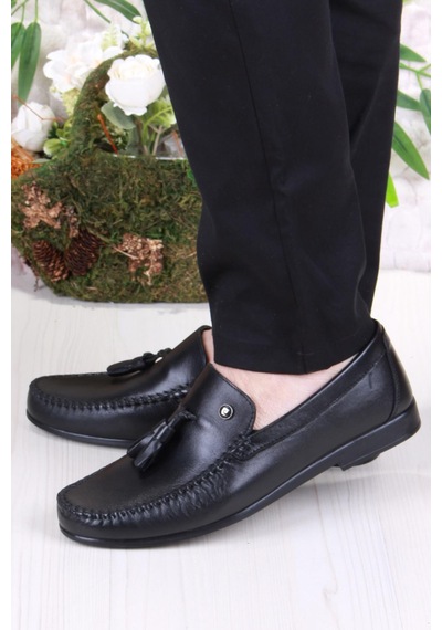 Pierre Cardin 25101 Siyah Hakiki Deri Erkek Babet Loafer Erkek Ayakkabı Siyah