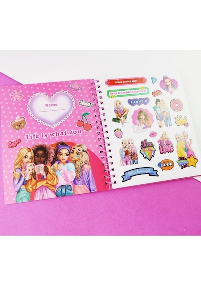 Pop Girl Moda Tasarım Ve Çıkartmalı Boyama Kitabı - Çocuklar İçin Eğlenceli Aktivite Çok Renkli