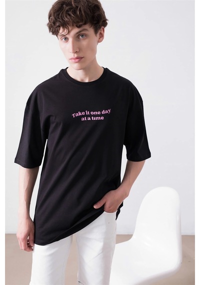 Startmore Unisex Happy Life Siyah Tshirt Siyah