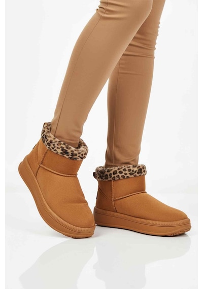 Taba Leopar Kürklü Soğuğa Dirençli Kaymaz Kadın Bot 25001 Z Taba-leopar