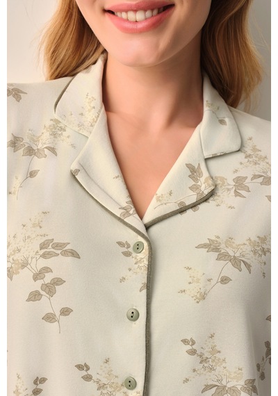 Suwen Stella Gömlek Yaka Pijama Takımı Sh26603660b1194 Yeşil