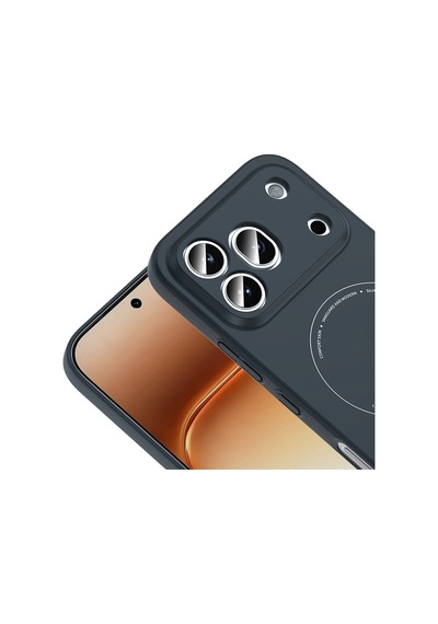Honor 600 Pro 5g Kılıf M-safe Şarj Özellikli Kamera Korumalı Zore Elio Sert Pc Kapak - Lacivert
