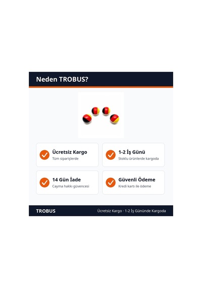 Trobus Sibop Kapağı Almanya Bayraklı Yuvarlak 4'lü Abs Plastik