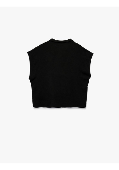 Koton Aerobin Kumaş Yarım Fermuarlı Kolsuz Sweatshirt Siyah 5sak60019pw Siyah