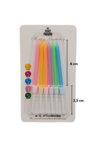 Çok Renkli Pastel Tonları 6'lı Kısa Mum