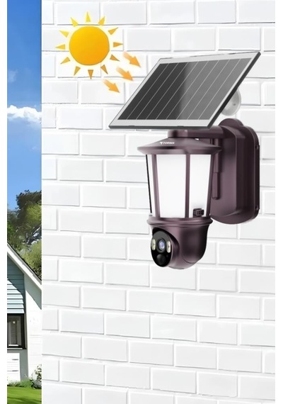 Cmr29 Şarjlı Duvar Lambası Görünümlü Gizli Dış Mekan Kamerası Akıllı Ip Güneş Enerjili Kamera