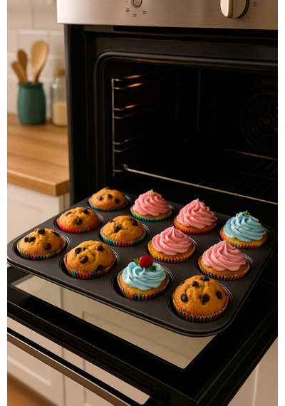 12 Li Muffin Kek Kalıbı Siyah