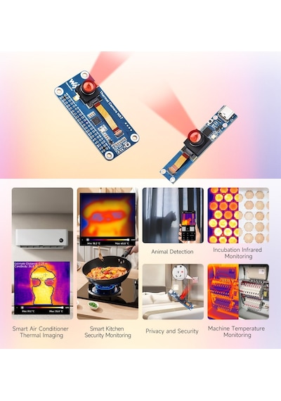 Thermal Camera 80x62 Ir Termal Görüntüleme Modülü - Raspberry Pi 40pın Gpıo Uyumlu Kızılötesi Sensör 90 Fov