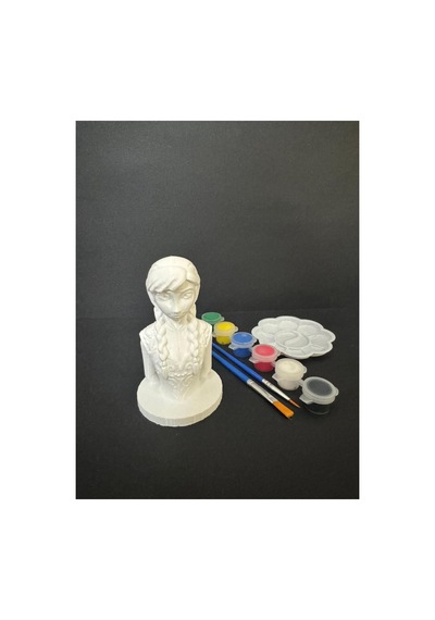 3d Anna Figür Boyama Seti - Kendin Boya Hobi Ve Etkinlik Seti - Akrilik Boya + 2 Fırça