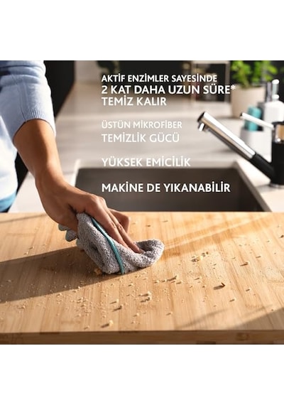 Vileda Pro Clean Aktif Enzimli Mikrofiber Temizlik Bezi, 3 Lü Paket Açık Bej