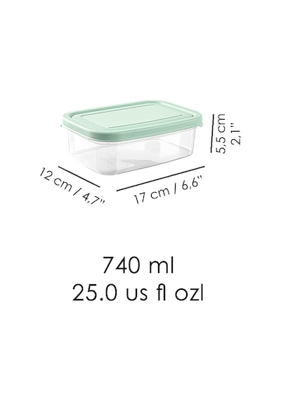 Meleni Home 4 Adet Dikdörtgen Erzak Saklama Kabı Mikrodalgaya Uygun Düzenleyici Organizer 740 ML Yeşil