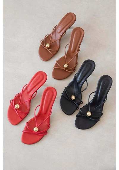 Wolk Shoes Aurora Kadın Topuklu Deri Sandalet Kırmızı