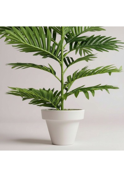 100 Cm Yapay Areca Palmiyesi Premium Dekoratif İç Mekan Bitkisi Beyaz Plastik Saksı Yeşil