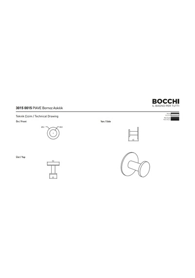 Bocchi Piave Bornoz Askılık Krom 3015-0015 Çok Renkli