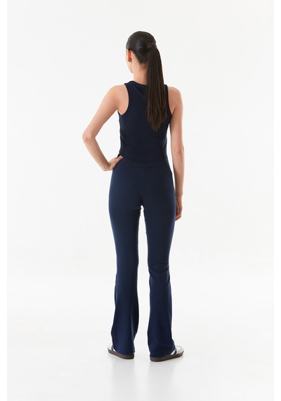 Fullamoda Beli Lastikli Yüksek Bel Flare Pantolon 25ygb650126130-lacivert Lacivert