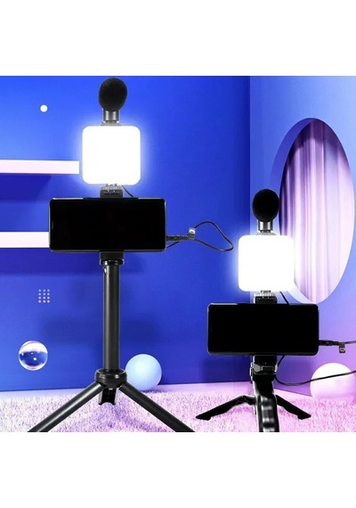 Hpytech Profesyonel Telefon Çekim Seti Tripod + Led Işık + Mikrofon Vlog, Youtube, Tiktok, Instagram Uyumlu