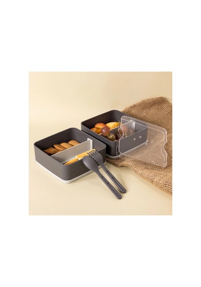 Lunch Box Beslenme Kabı 675 Ml 2 Katlı Gri