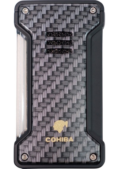 Cohiba Tek Torch Pürmüz Siyah Karbon Desenli Puro Çakmağı - Tr8964