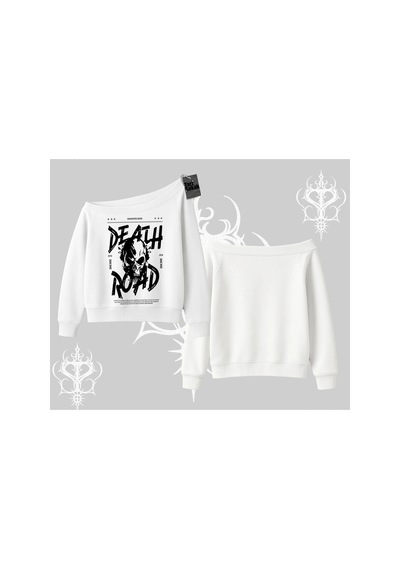Tarzsokak Kayık Yaka Sweatshirt Death Road Memento Mori Street Manifest Beyaz
