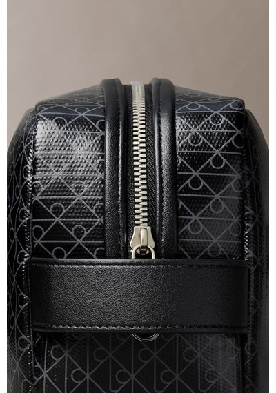 Calvin Klein Erkek Monogram Desenli Aksesuar Çantası - Siyah Black