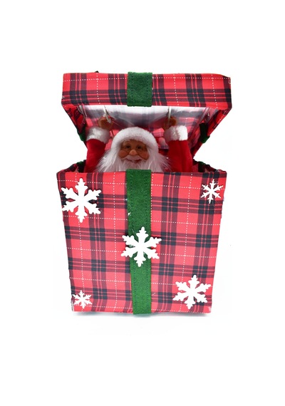 Waldern Müzikli Noel Babalı Hediye Kutusu Kırmızı
