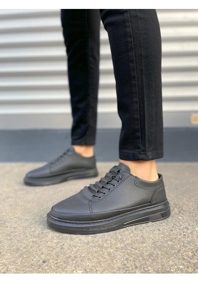 Jy0535 Prime Bağcıklı Cilt Erkek Günlük Sneaker Ayakkabı Cst - Siyah Siyah