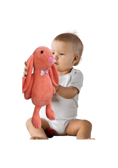 Uyku Arkadaşım Papyonlu Uzun Kulak Bunny Peluş Tavşan Nar Çiçeği