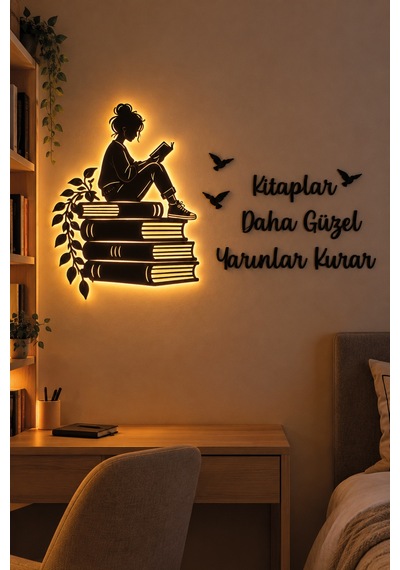 Led Işıklı Tablo Kişiye Özel Kitap Okuyan Kız Duvar Dekoru Kitaplık Tasarımlı Dekoratif Duvar Süsü Sarı - 930282072 Sarı Led Işıklı Tablo Kişiye Özel Kitap Okuyan Kız Duvar Dekoru Kitaplık Tasarımlı Dekoratif Duvar Süsü Sarı - 930282072 Sarı