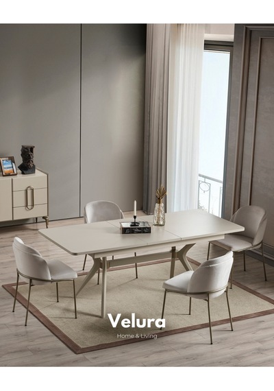 Monaco Yemek Masası + 6 Sandalye Ekru