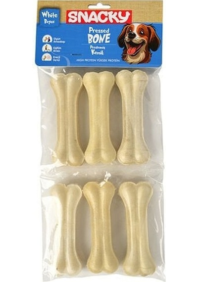 Snacky Beyaz Preslenmiş Yüksek Proteinli Köpek Çiğneme Kemiği 6'lı 165 G