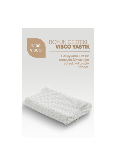 Boyun Destek Yastığı - Boyun Düzleşmesi İçin Visko Yastık Tek Taraflı Lüx Air Comfort Beyaz