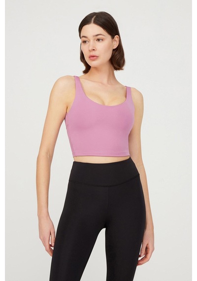 Los Ojos Lavanta Hafif Destekli Sırt Detaylı Kaplı Crop Top Büstiyer Cropped Lavanta