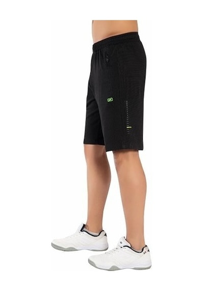 CROZWİSE 3183-10 Siyah Astarsız Drops Kumaş Erkek Spor  Şort Siyah