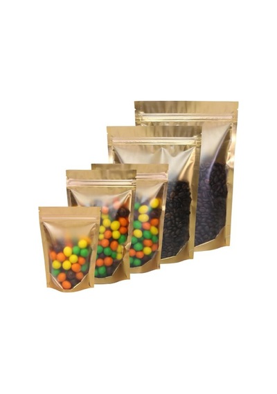 Doypack Gold+Metalize Şeffaf Kilitli 11X18.5X7 50 Adetli