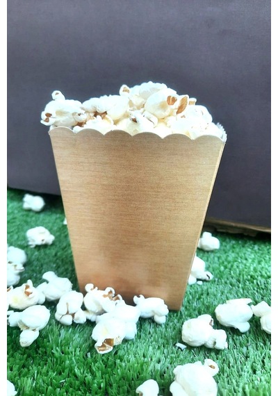 8'li Gold Parlak Mısır Kutusu - Popcorn Kutusu - Doğum Günü İkram Hediye - Orta Boy Standart