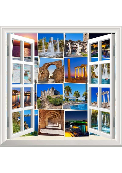 Pencere Poster Duvar Kağıdı Türkiye Foto Yapışkanlı Sticker
