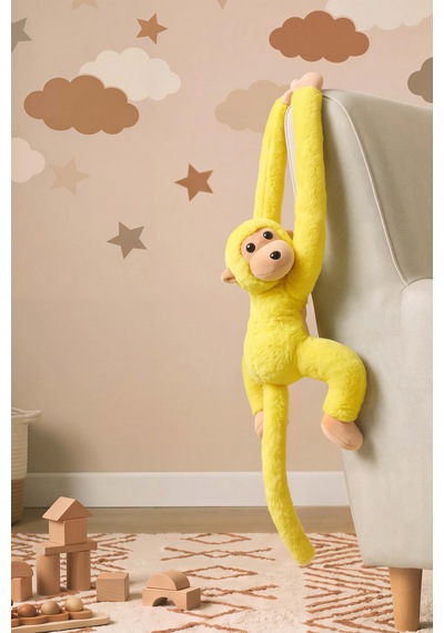 Sarı Elleri Yapışabilen Maymun Peluş Oyuncak
