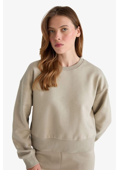 Defacto Boxy Fit Bisiklet Yaka Basic Düz Sweatshirt B8568ax25aukh475 Haki