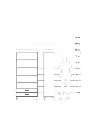 Hyperion Dolap 5 Raflı 2 Çekmeceli 88x44x195 Çam-çam Çam