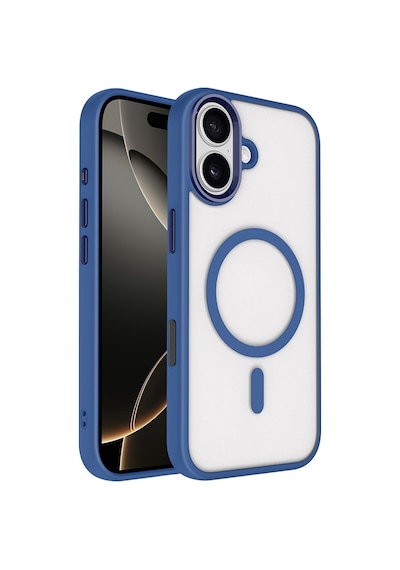 Nourthkiingdom Apple Uyumlu iPhone 17 Kılıf Wireless Şarj Özellikli Zore Krom M-safe Silikon Kapak - Lacivert Lacivert