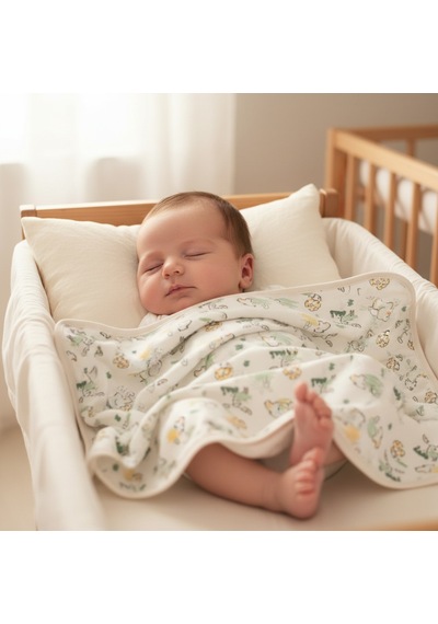 Unisex Yenidoğan Bebek %100 Pamuk Safari Temalı Battaniye Renkli