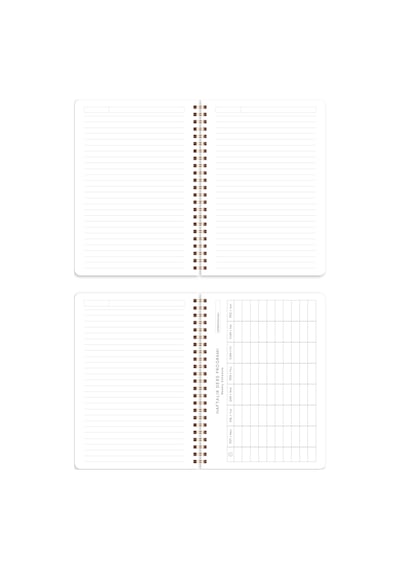 A5 Spiralli Karton Kapak 2 Li Set Çizgili Okul Defteri 80 Yaprak, Ders Programlı Çilek