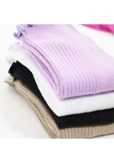 Kral Socks Kadın Bambu Çorap 4 Çift Renkli Fırfırlı Patik Kadın Çorap Çok Renkli