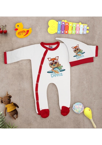 Bk Kids Kişiye Özel Bebek Kıyafeti, Bebek Giyim Hediyesi, Tulum Zıbın Ve Kukuletalı Şapka Seti-4 Çok Renkli