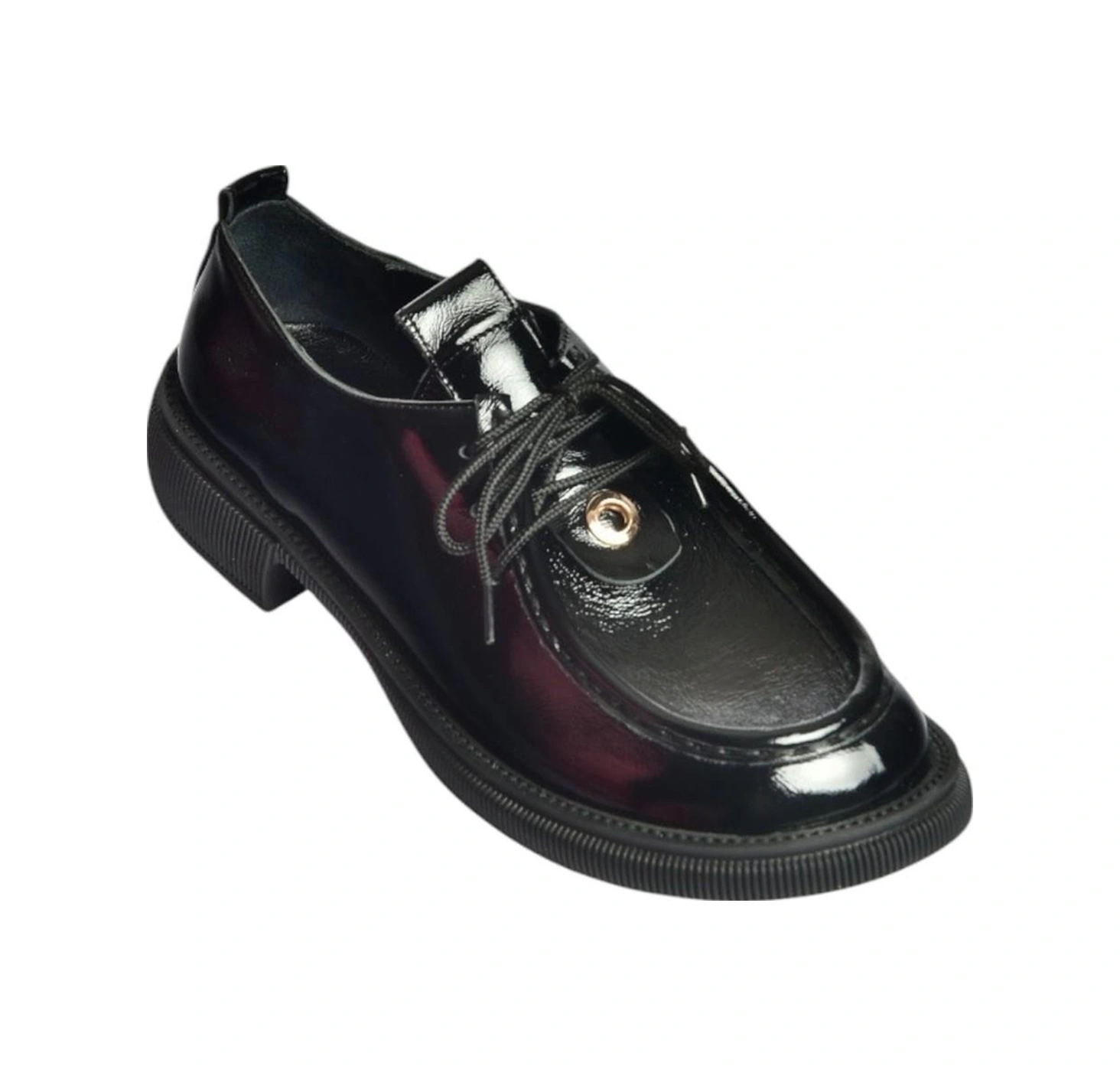 Fox Shoes V944085608 Siyah Rugan Bağcıklı Günlük Kadın Ayakkabı Siyah-rugan