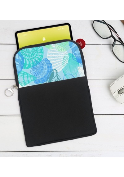 Bk Gift Deniz Kabukları Tasarımlı Taşınabilir Koruyucu Tablet Kılıfı & Organizer Çanta - Siyah-1
