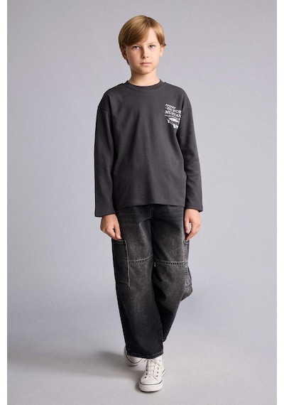 Defacto Erkek Çocuk Barrel Fit Düz Paça Jean Pantolon G1649a825aunm40 Siyah