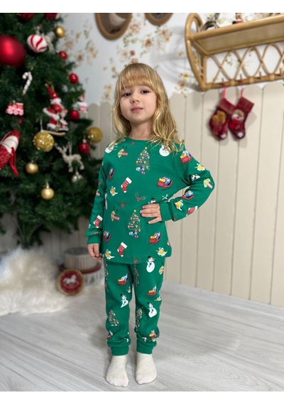 Gökjoy Çocuk Yeni Yıl Temalı Pijama Takımı Yeşil